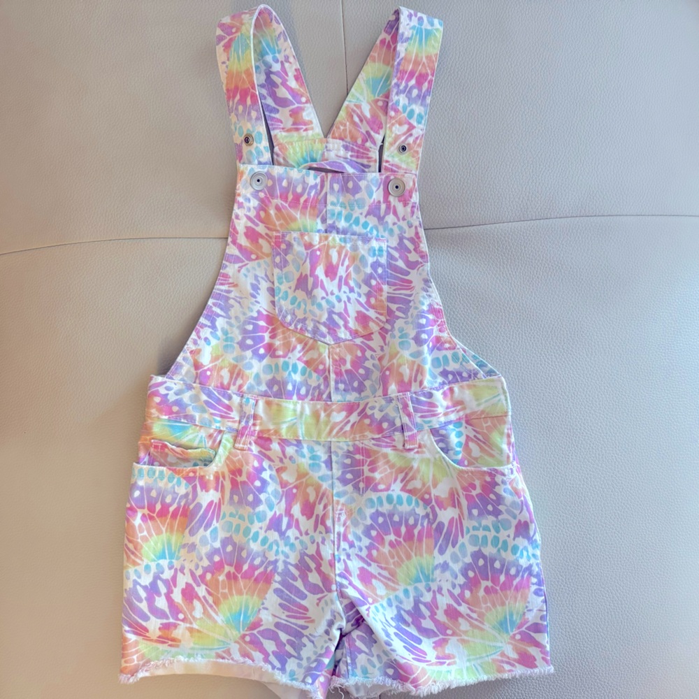 Girls tie dye overalls size 8